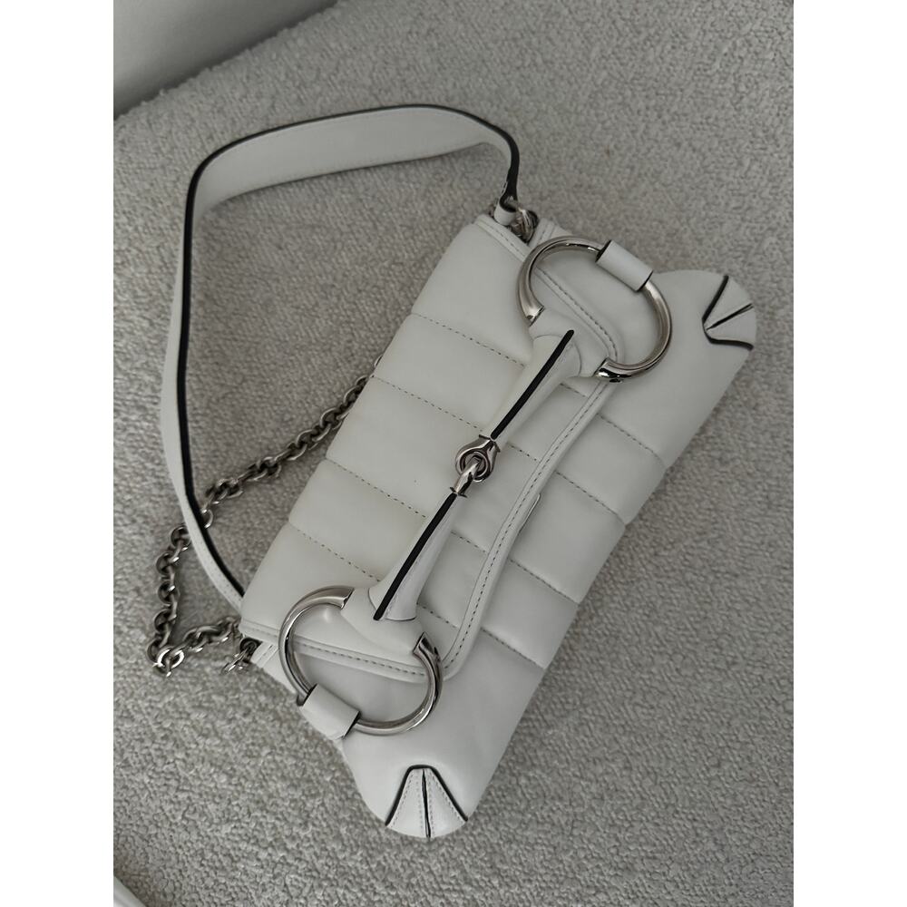 Gucci Small Leather white Horsebit Chain Satchel NWT - Picture 7 of 8